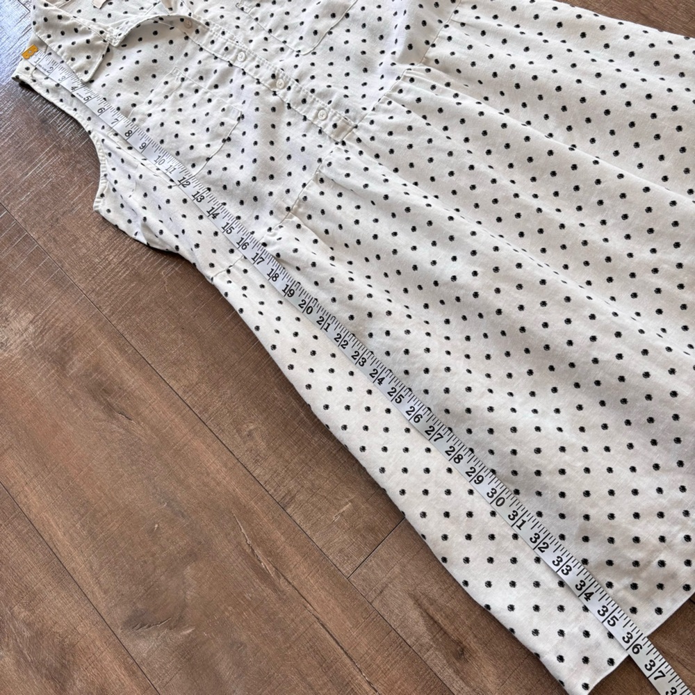 Ann Taylor Loft Women's White & Black Polka Dot Linen Shirt Dress Size 6 - Picture 11 of 17